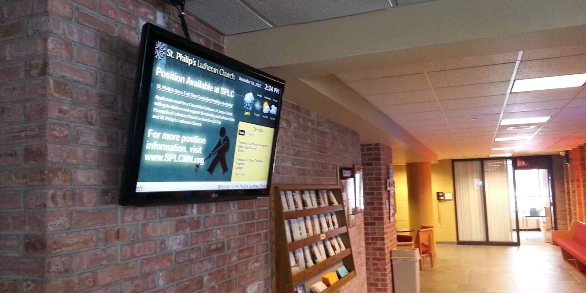 digital signage displated in hallway